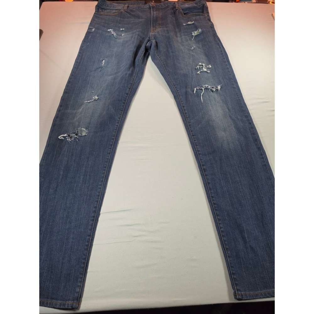 American Tall Mens Distressed Blue Jeans Straight Leg 40x36 Ripped Denim 1393